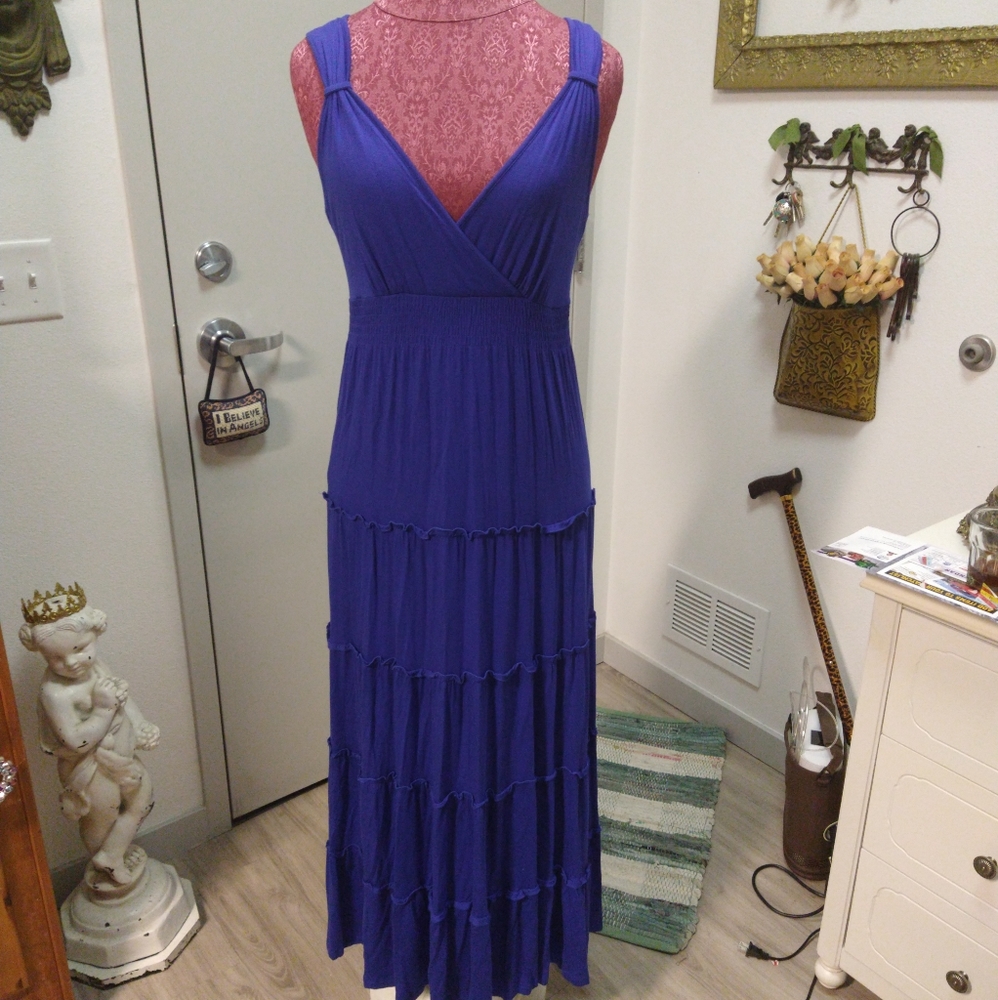 New Royal Blue Spense Petite Medium Maxi easy fit tiered dress.